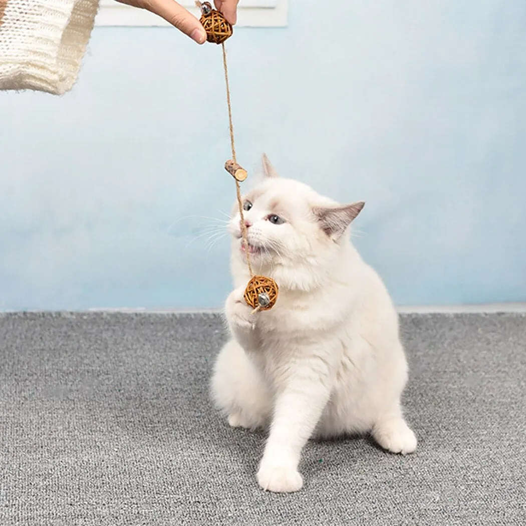 Cat Toys Silvervine Rattan Ball Cat Teaser Toy Cat Interactive Toy Cat Chew Toys Pet Supplies