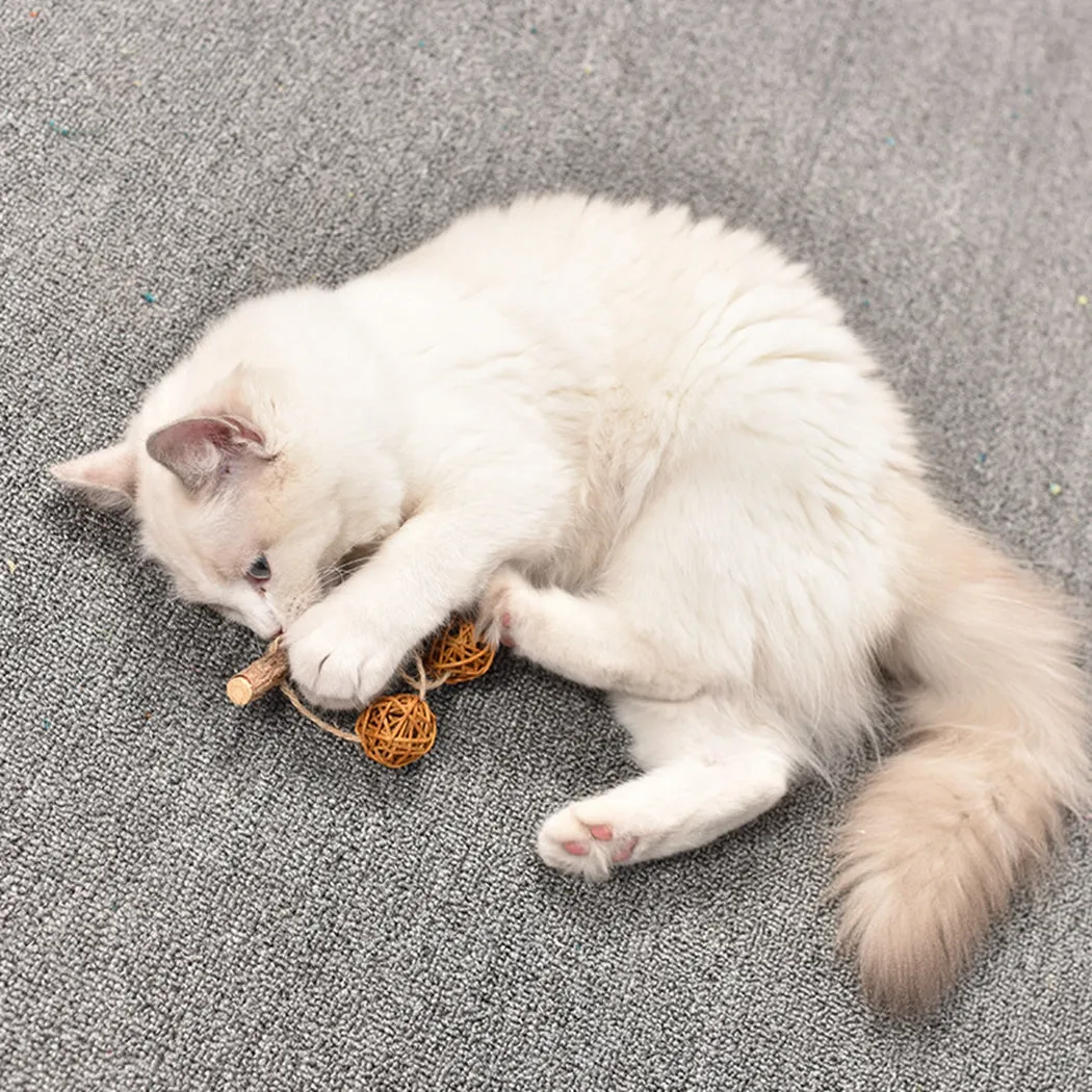 Cat Toys Silvervine Rattan Ball Cat Teaser Toy Cat Interactive Toy Cat Chew Toys Pet Supplies