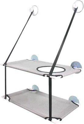 Cat Window Perch Double Layer Suction Cup Cat Hammock Cat Window Hammock Bed Cat Furniture Cat Shelf for Indoor Cats Sunbathing and Viewing(Gray)