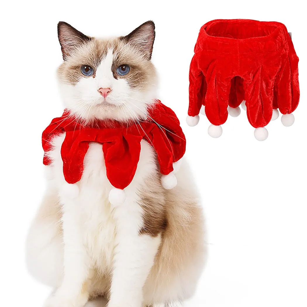Christmas Pet Scarf Bib Soft Cute Pompom Pet Neck Warmer Cat Bandana Cat Costume Accessories Pet Supplies For Festival Party