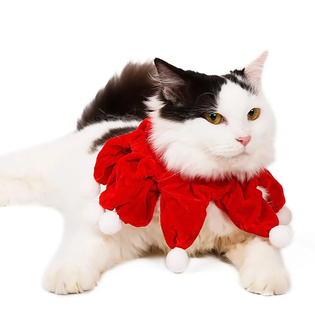 Christmas Pet Scarf Bib Soft Cute Pompom Pet Neck Warmer Cat Bandana Cat Costume Accessories Pet Supplies For Festival Party