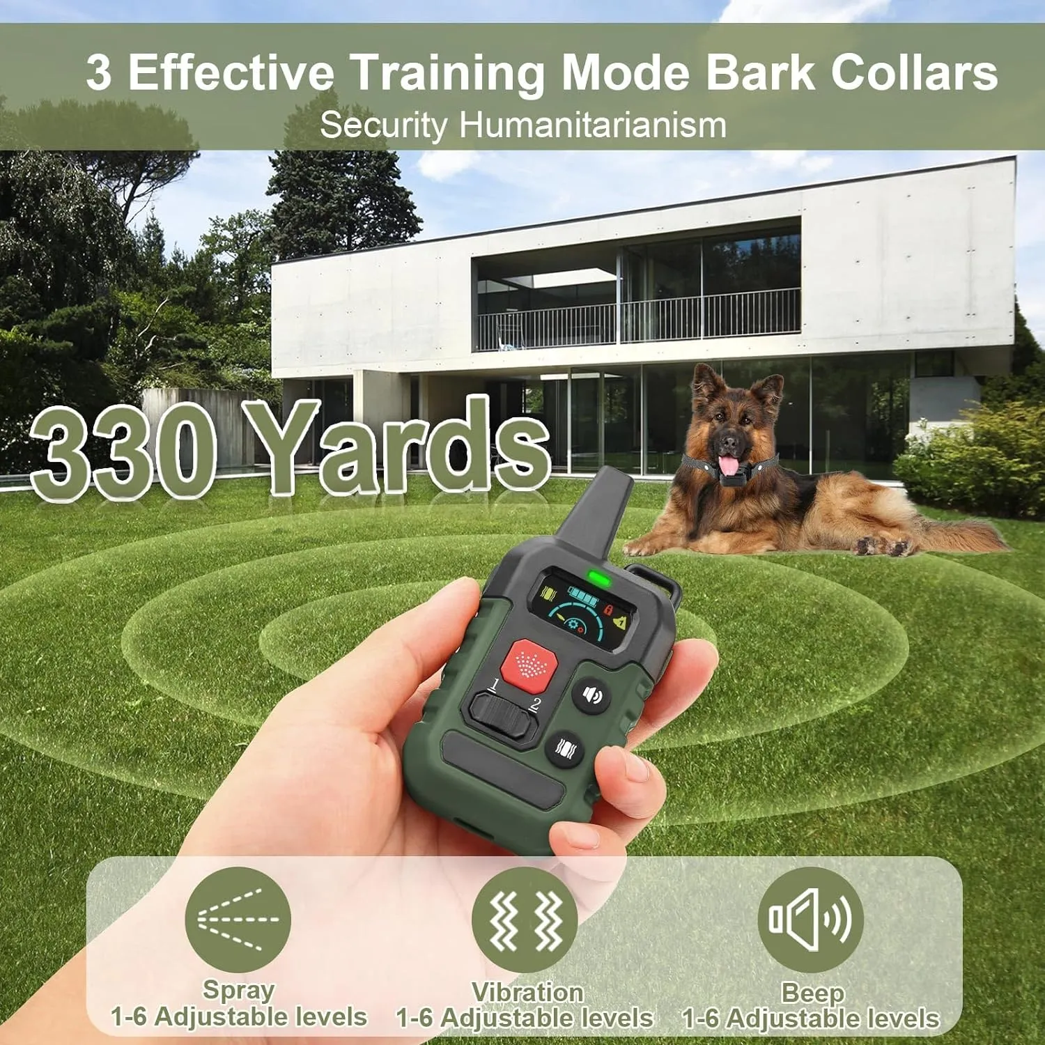 Citronella Training Collar for Dog [No Refill Spray] with 6 Adjustable Sensitivities & Beep/Vibration/Spray 4 Mode Bark Collar, IPX7 Waterproof Safer Citronella Bark Collar for L/M/S Dogs