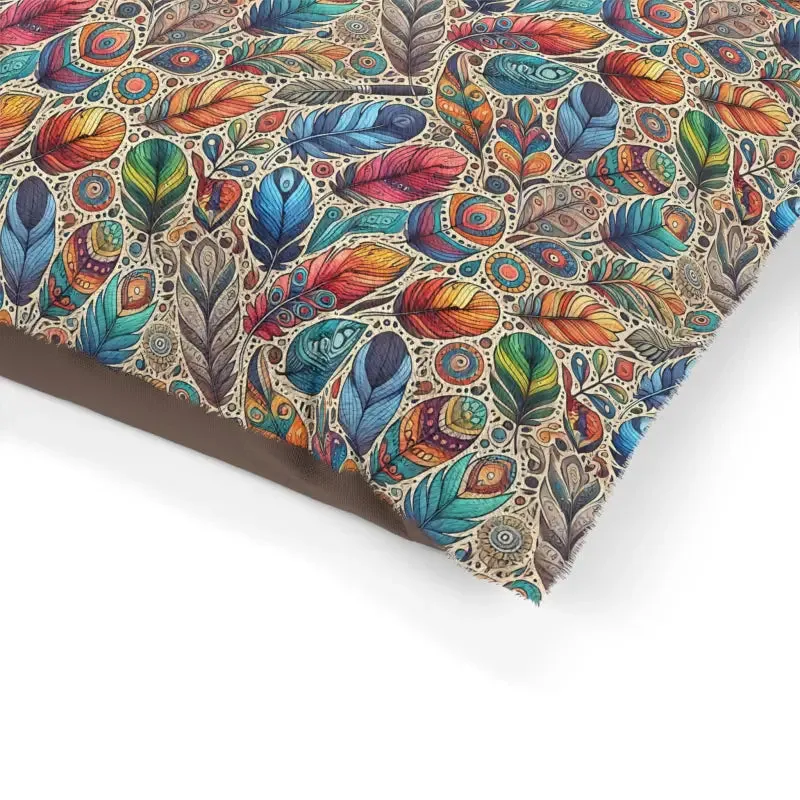 Colorful Feathers Cotton Pet Bed Ultra Cozy Vibes
