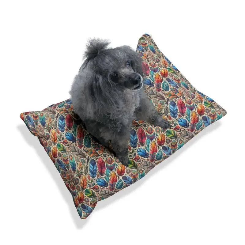 Colorful Feathers Cotton Pet Bed Ultra Cozy Vibes