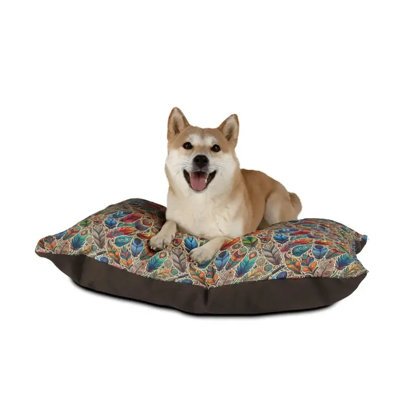 Colorful Feathers Cotton Pet Bed Ultra Cozy Vibes