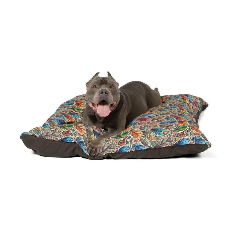 Colorful Feathers Cotton Pet Bed Ultra Cozy Vibes