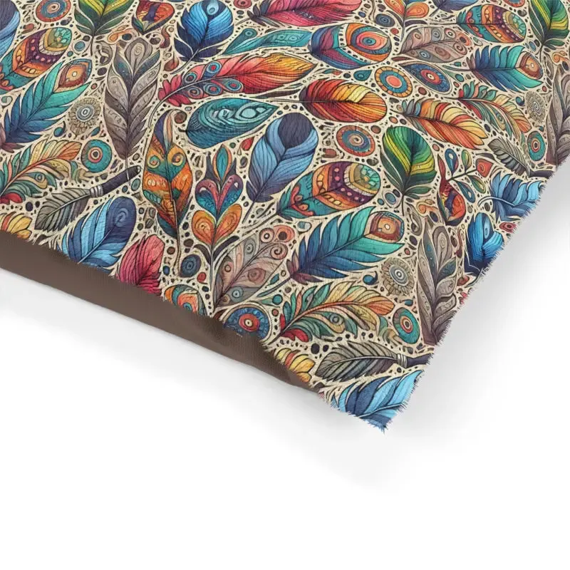 Colorful Feathers Cotton Pet Bed Ultra Cozy Vibes