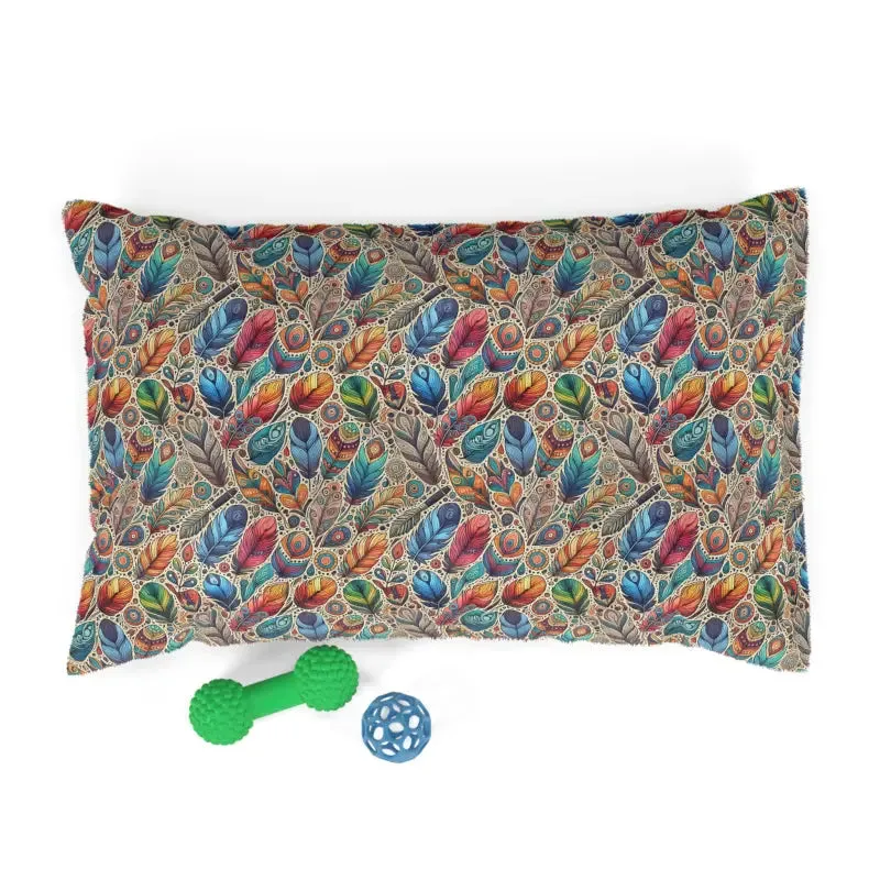 Colorful Feathers Cotton Pet Bed Ultra Cozy Vibes