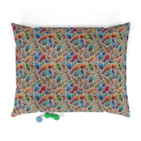 Colorful Feathers Cotton Pet Bed Ultra Cozy Vibes