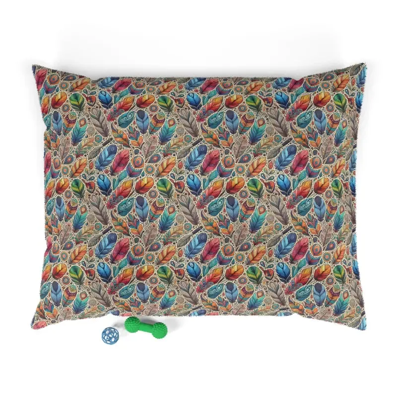 Colorful Feathers Cotton Pet Bed Ultra Cozy Vibes