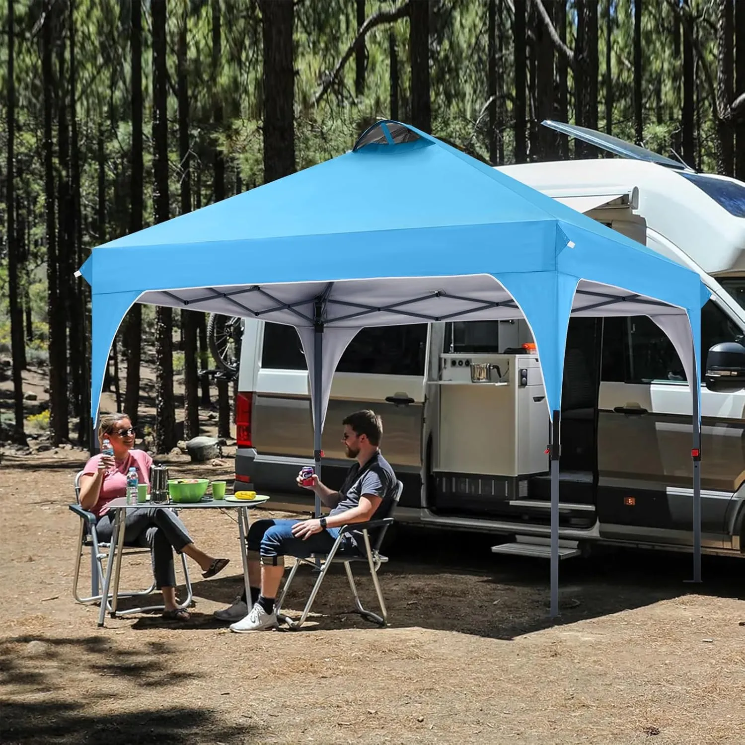 COOSHADE Pop Up Canopy Tent, 10x10 Easy Setup Instant Sun Protection Beach Shelter,Portable Sports Cool Cabana, Sky Blue