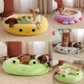 Cozy Cartoon Animal Plush Pet House - Round Cat and Dog Kennel for All Seasons | 40CM | Pet Supplies