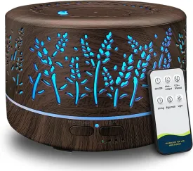 Diffusers for Essential Oils Large Room 600ml,Essential Oil Diffusers for Home with R/C,Cool Mist Humidifier,7 Colors Lights & 3 Mist Mode Waterless Auto Off for Office