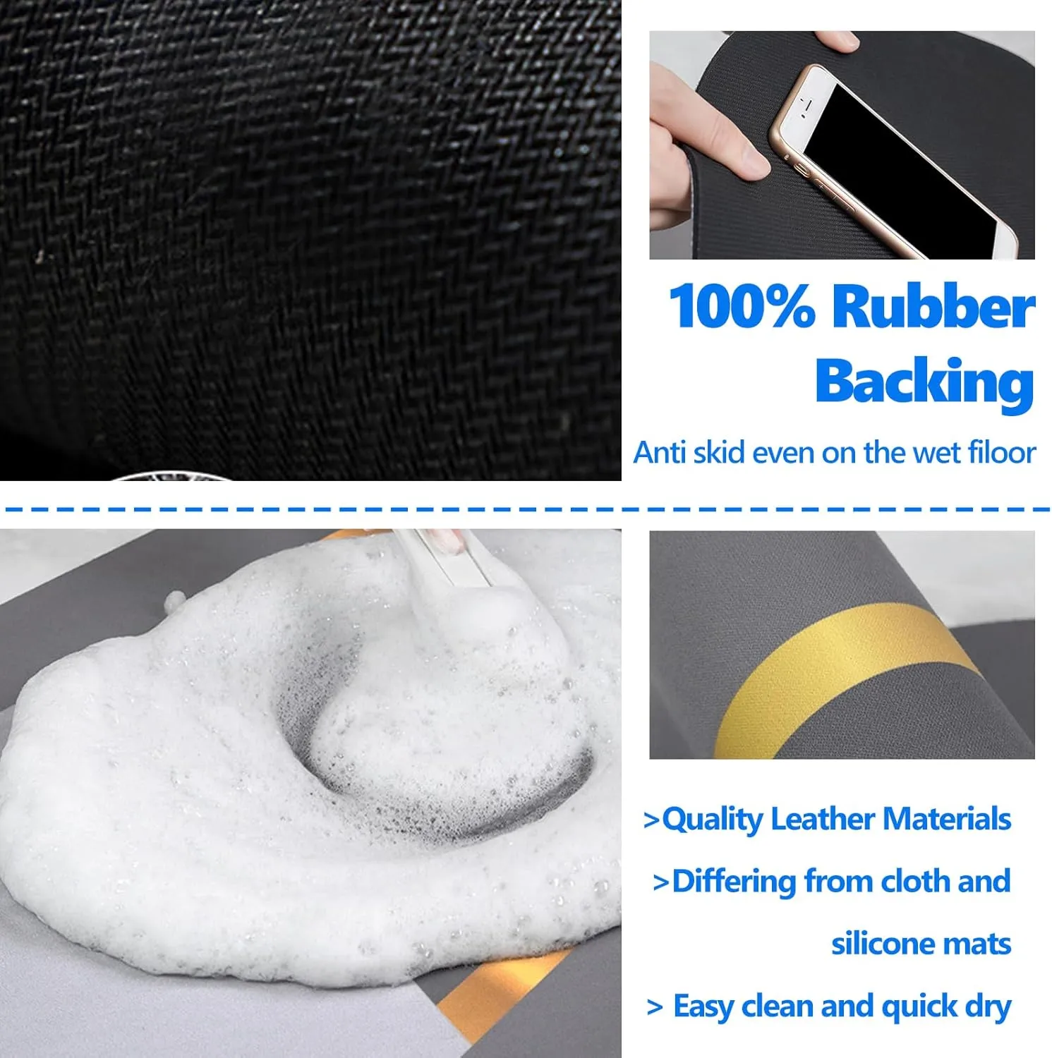 Dish Drying Mat for Kitchen Counter,Dish Drying Pad with Non-slip Rubber Backed, Hide Stain Anti Absorbent for Kitchen Counter, Drying Mat for Coffee Machine Dish Rack. (Dark grey big, 16" x 24")