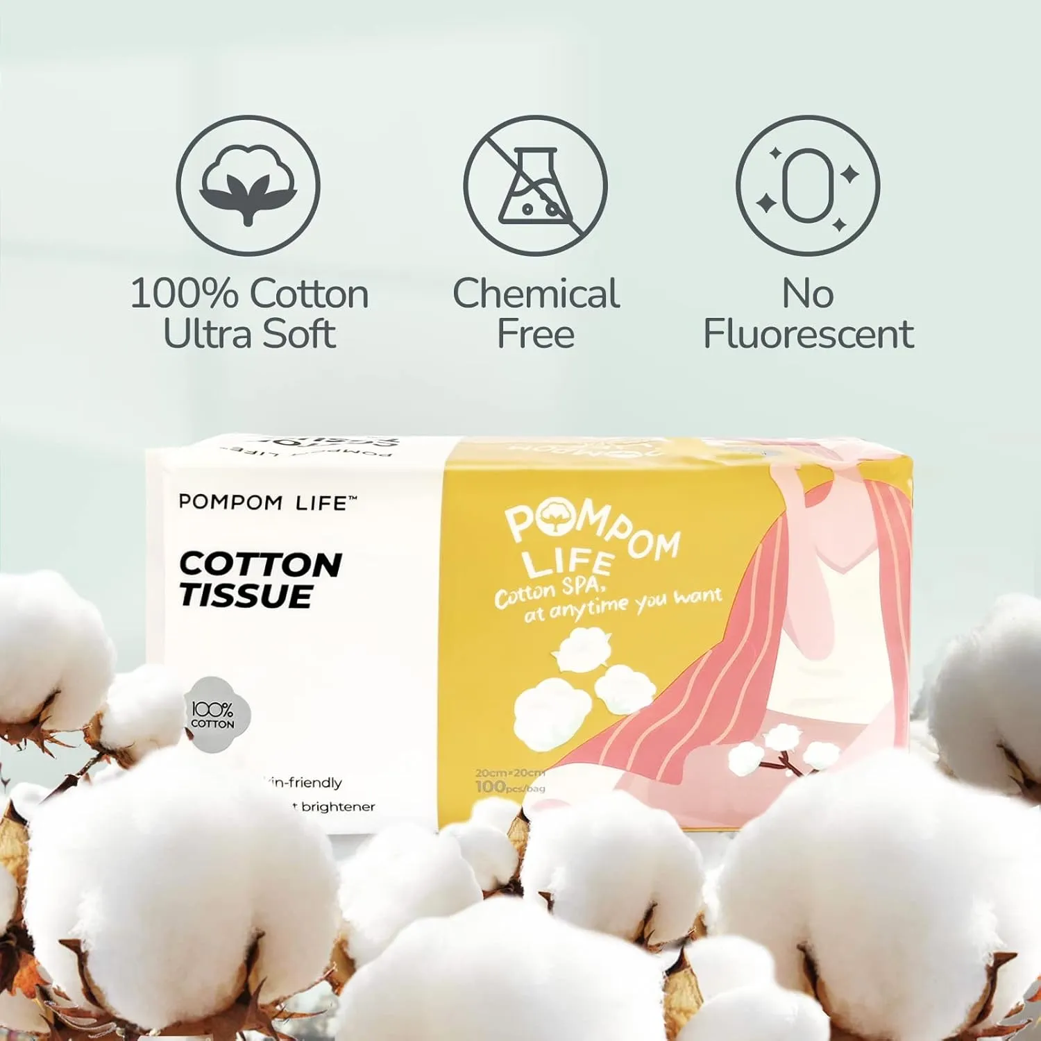 Disposable Face Towel, Ultra Soft Large Cotton Tissue, Unscented Chemical Free 300 Count, Dry and Wet Use Cleansing Wipe for Baby Adult Sensitive Skin, Lint Free Makeup Remover Wipe