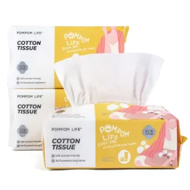 Disposable Face Towel, Ultra Soft Large Cotton Tissue, Unscented Chemical Free 300 Count, Dry and Wet Use Cleansing Wipe for Baby Adult Sensitive Skin, Lint Free Makeup Remover Wipe