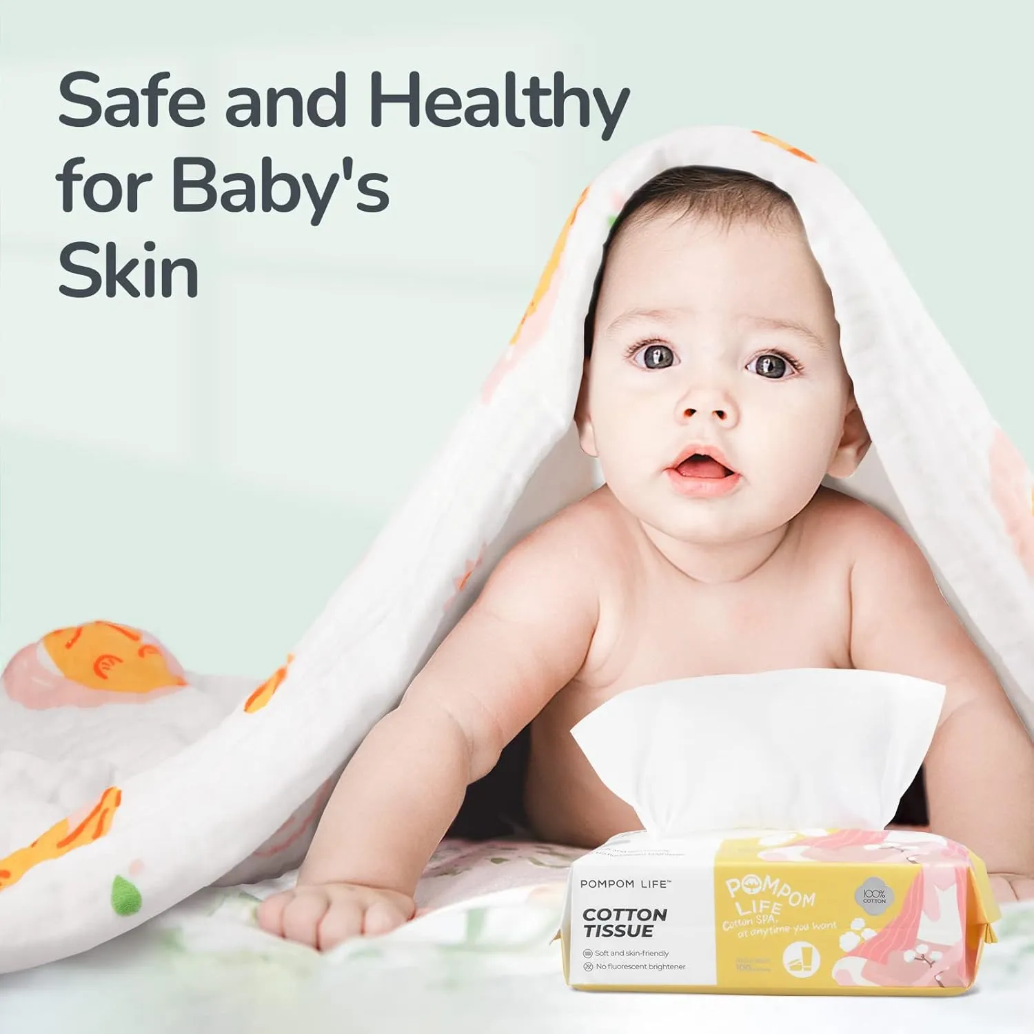 Disposable Face Towel, Ultra Soft Large Cotton Tissue, Unscented Chemical Free 300 Count, Dry and Wet Use Cleansing Wipe for Baby Adult Sensitive Skin, Lint Free Makeup Remover Wipe