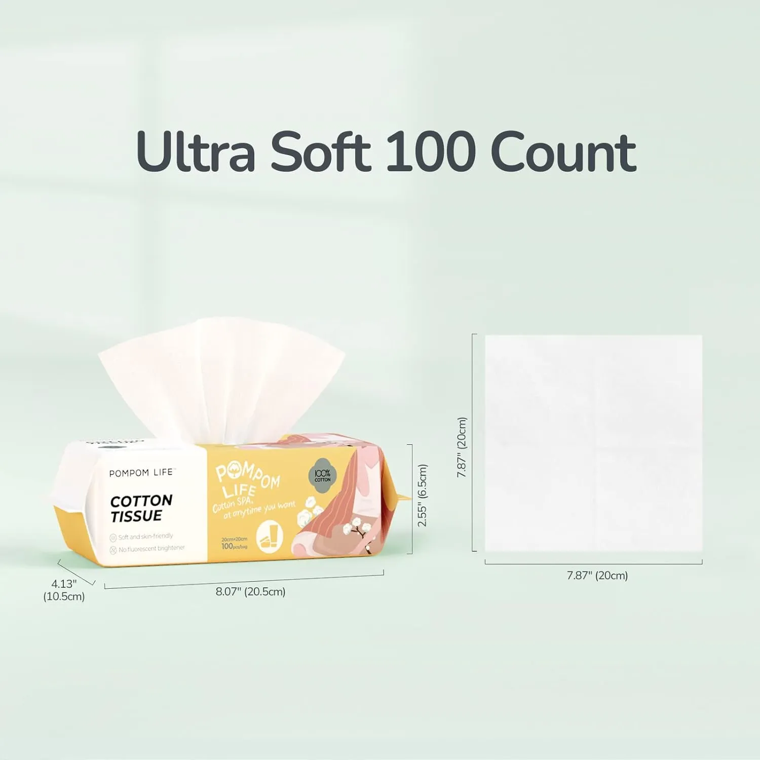 Disposable Face Towel, Ultra Soft Large Cotton Tissue, Unscented Chemical Free 300 Count, Dry and Wet Use Cleansing Wipe for Baby Adult Sensitive Skin, Lint Free Makeup Remover Wipe