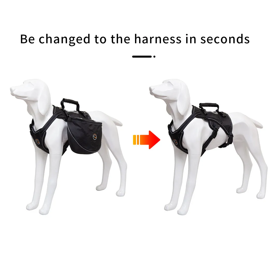 Dog Backpack Harness Saddle Bag Reflective Travel Hiking Pet Adjustable Carrier