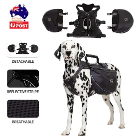 Dog Backpack Harness Saddle Bag Reflective Travel Hiking Pet Adjustable Carrier