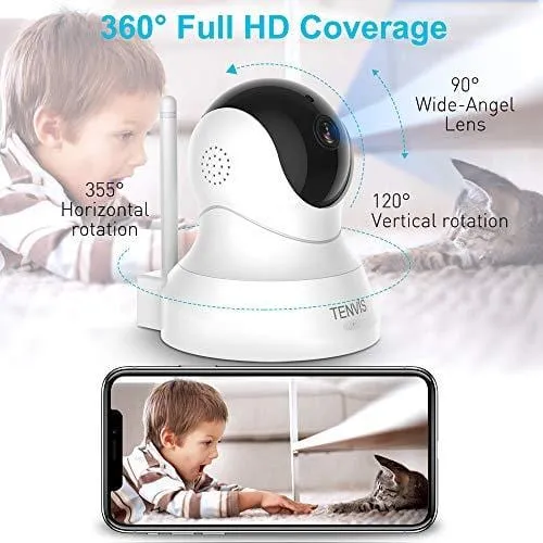 Dog Camera - TENVIS 1080P Indoor Security Camera, Dog Camera with Phone App Speaker, Pet Monitor Camera Baby Camera with Monitor, 2-Way Audio