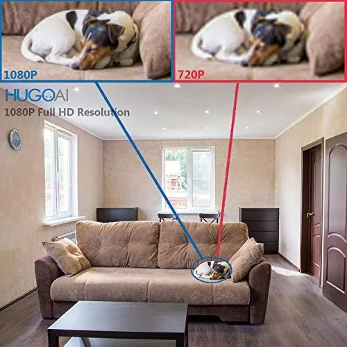 Dog Cameras, HUGOAI WiFi Pet Monitor 1080P Home Security Camera with Phone App with Speaker, Indoor Cameras with Facial Recognition, Motion Detection, Night Vision, 2-Way Audio for Pet Dog Cat