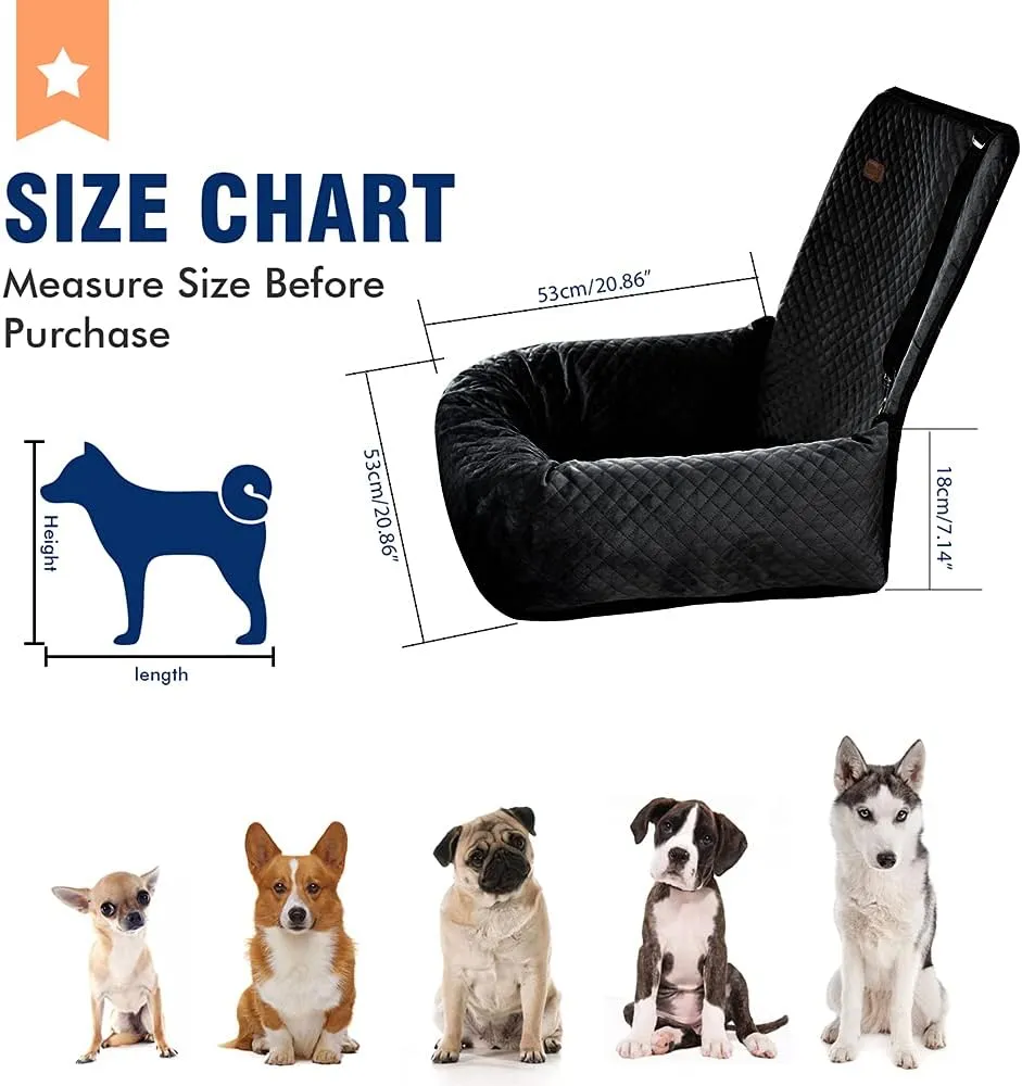 Dog Car Seat Pet Booster Seat Pet Travel Safety Car Seat,The Dog seat Made is Safe and Comfortable, and can be Disassembled for Easy Cleaning (Solid Black)