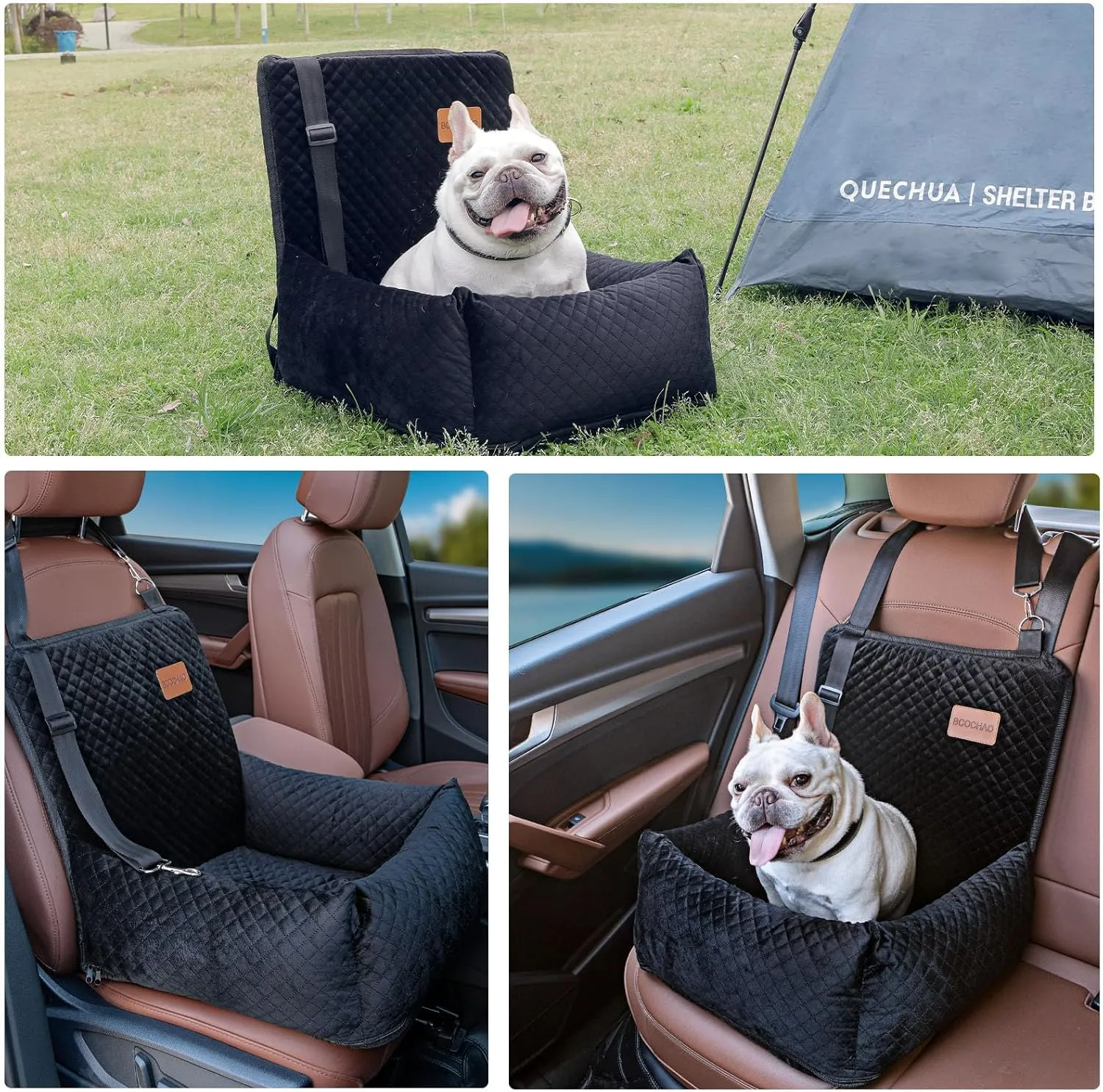 Dog Car Seat Pet Booster Seat Pet Travel Safety Car Seat,The Dog seat Made is Safe and Comfortable, and can be Disassembled for Easy Cleaning (Solid Black)