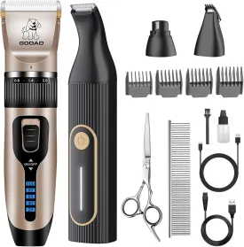 Dog Clippers for Grooming for Heavy Thick Hair&Coats,Low Noise Dog Hair Trimmer,Rechargeable Cordless Pet Shaver, Dog Grooming Kit with Paw Trimmer Nail Grinder for Small Large Dogs Pets