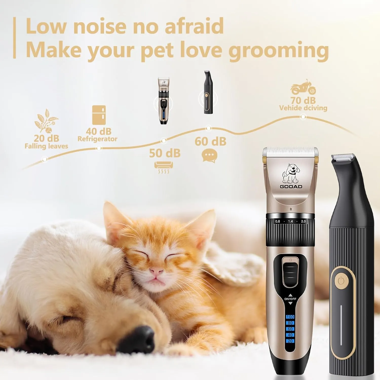 Dog Clippers for Grooming for Heavy Thick Hair&Coats,Low Noise Dog Hair Trimmer,Rechargeable Cordless Pet Shaver, Dog Grooming Kit with Paw Trimmer Nail Grinder for Small Large Dogs Pets