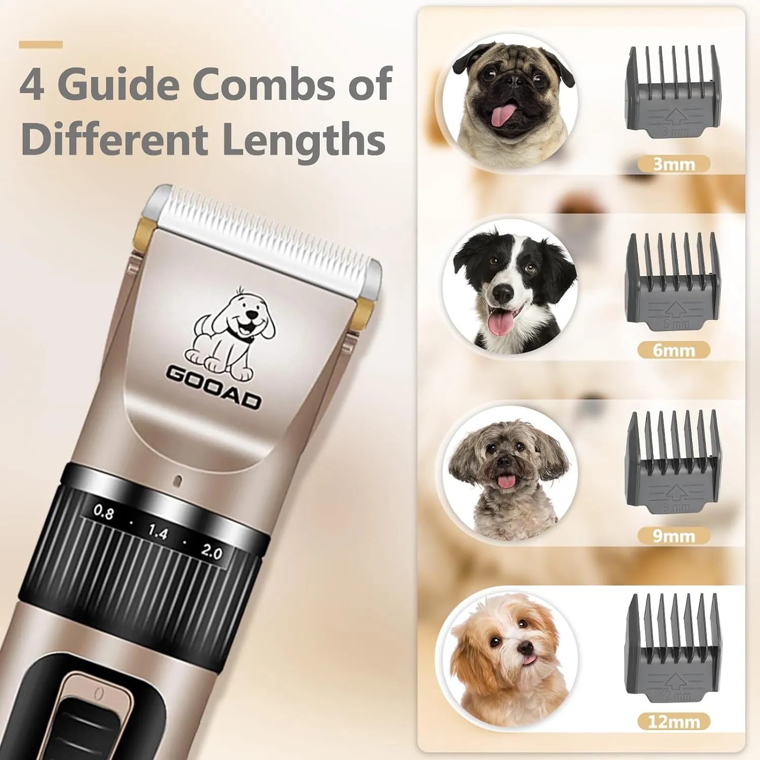 Dog Clippers for Grooming for Heavy Thick Hair&Coats,Low Noise Dog Hair Trimmer,Rechargeable Cordless Pet Shaver, Dog Grooming Kit with Paw Trimmer Nail Grinder for Small Large Dogs Pets