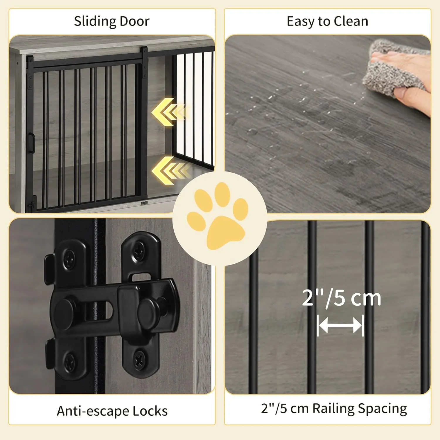 Dog Crate Furniture, 27.2" Double Door Dog Crate with Barn Door, Dog Kennel Indoor, End Side Table Wooden Dog Crate for Small Medium Dog, Anti-Chew Anti-Escape, Greige DFC84305B