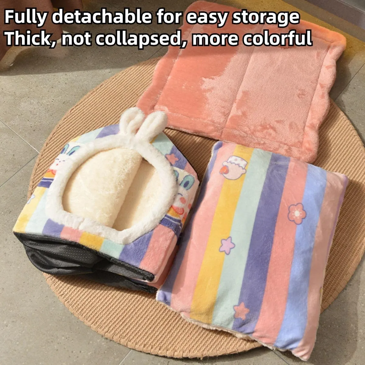 Dog House Indoor, Foldable Dog House Kennel Bed Mat with Cushion for Small Medium Large Dogs Cats, Detachable and Washable, Winter Warm Cat Nest Puppy Cave Sofa Pet Products (Brown,Large)