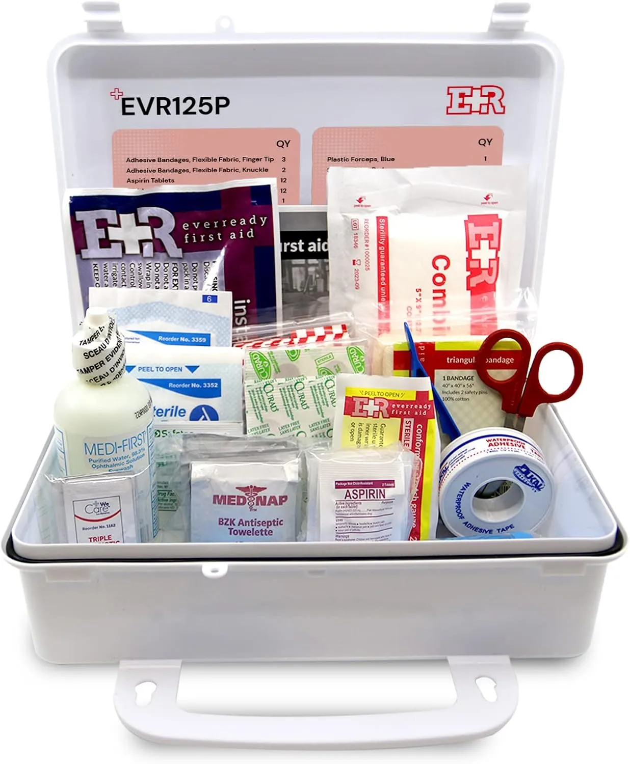 Ever Ready First Aid 107 Piece 25 Person First Aid Kit with Plastic Case, OSHA Compliant - FSA/HSA Eligible
