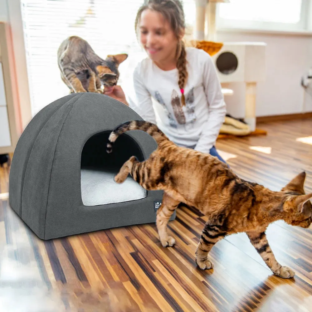 Foldable Cat Dog Bed House with Mat