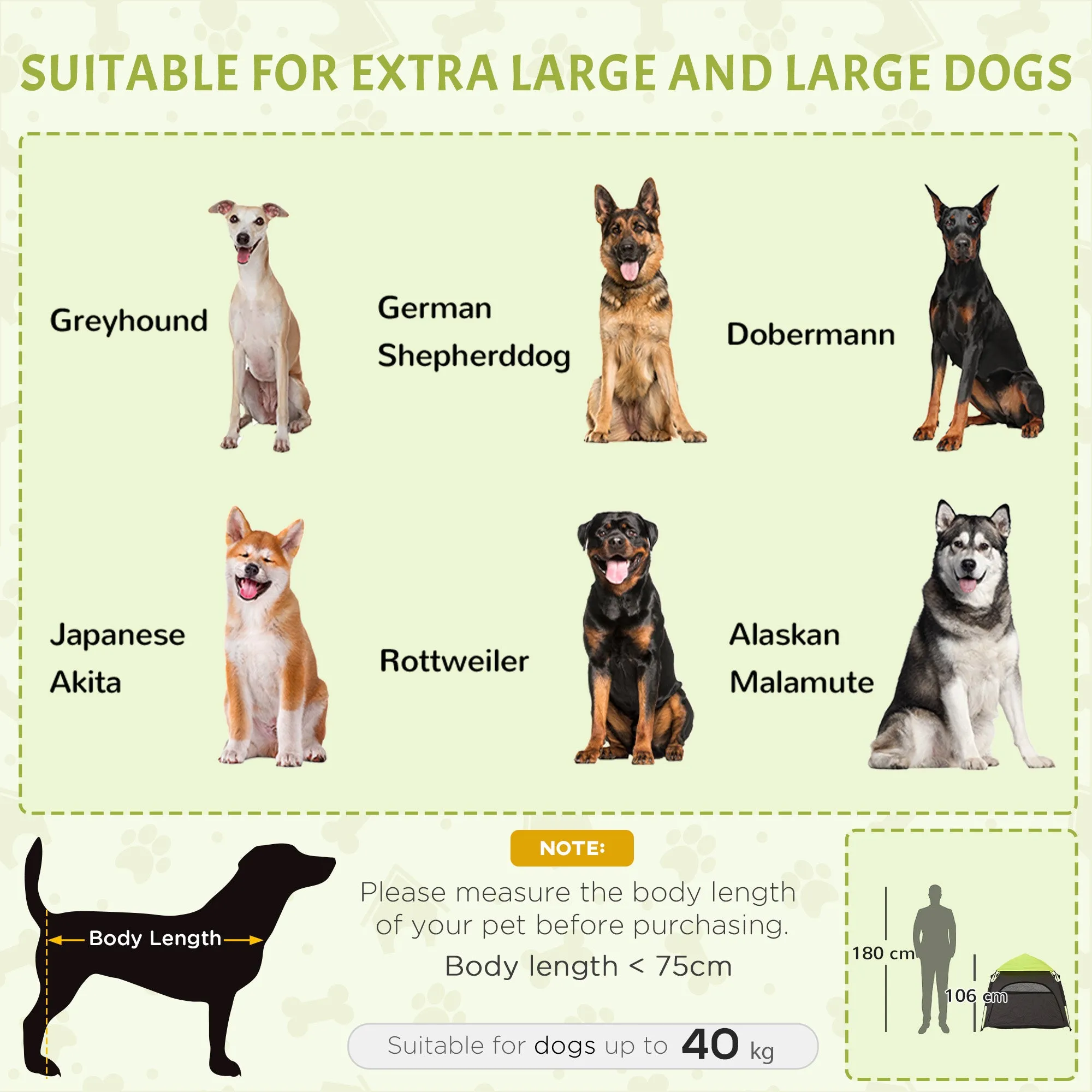 Foldable Dog Cat Tent with Water-Resistant Oxford, Carry Bag for Extra Large Dog, Green