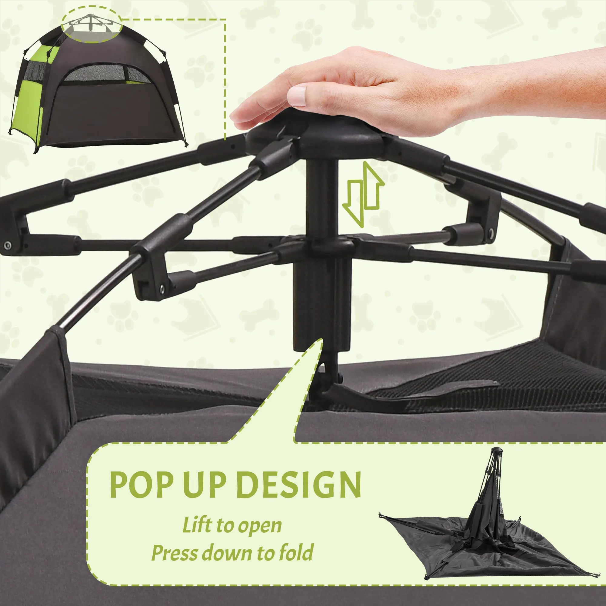 Foldable Dog Cat Tent with Water-Resistant Oxford, Carry Bag for Extra Large Dog, Green