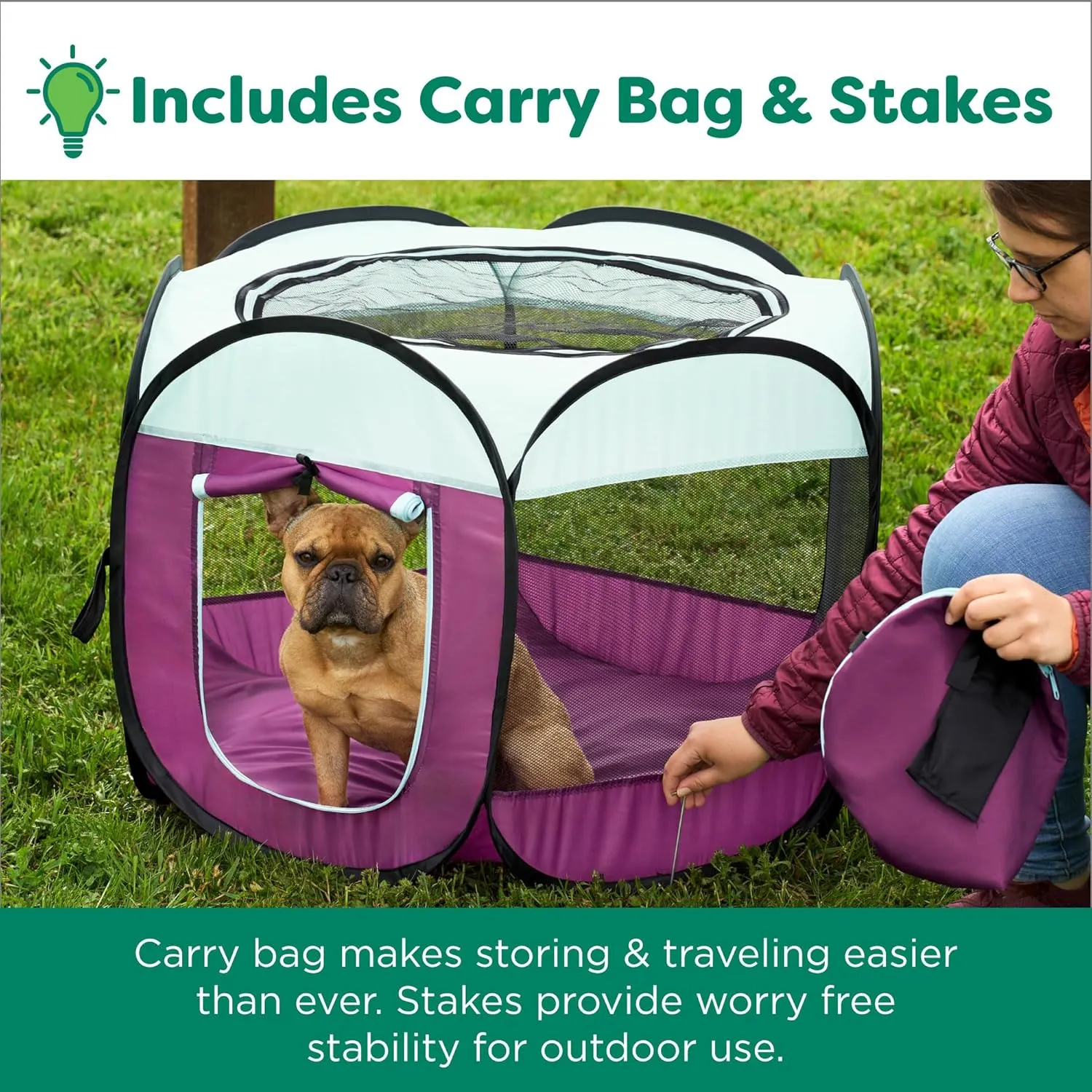 Furhaven Portable Dog Playpen Cat Tent, Pet Playground/Kennel Foldable Indoor Outdoor Zippered Puppy Crate - Gray Pebbles, Large