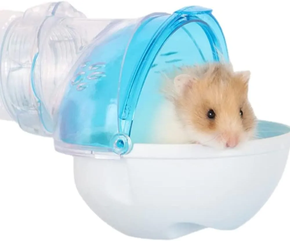 Hamster Sand Bathroom Hamster Hideout Hamster Cage Accessories Sand Bath Container Small Pet Toilet Hamster Villa Transparent External(Upgrade Pink)