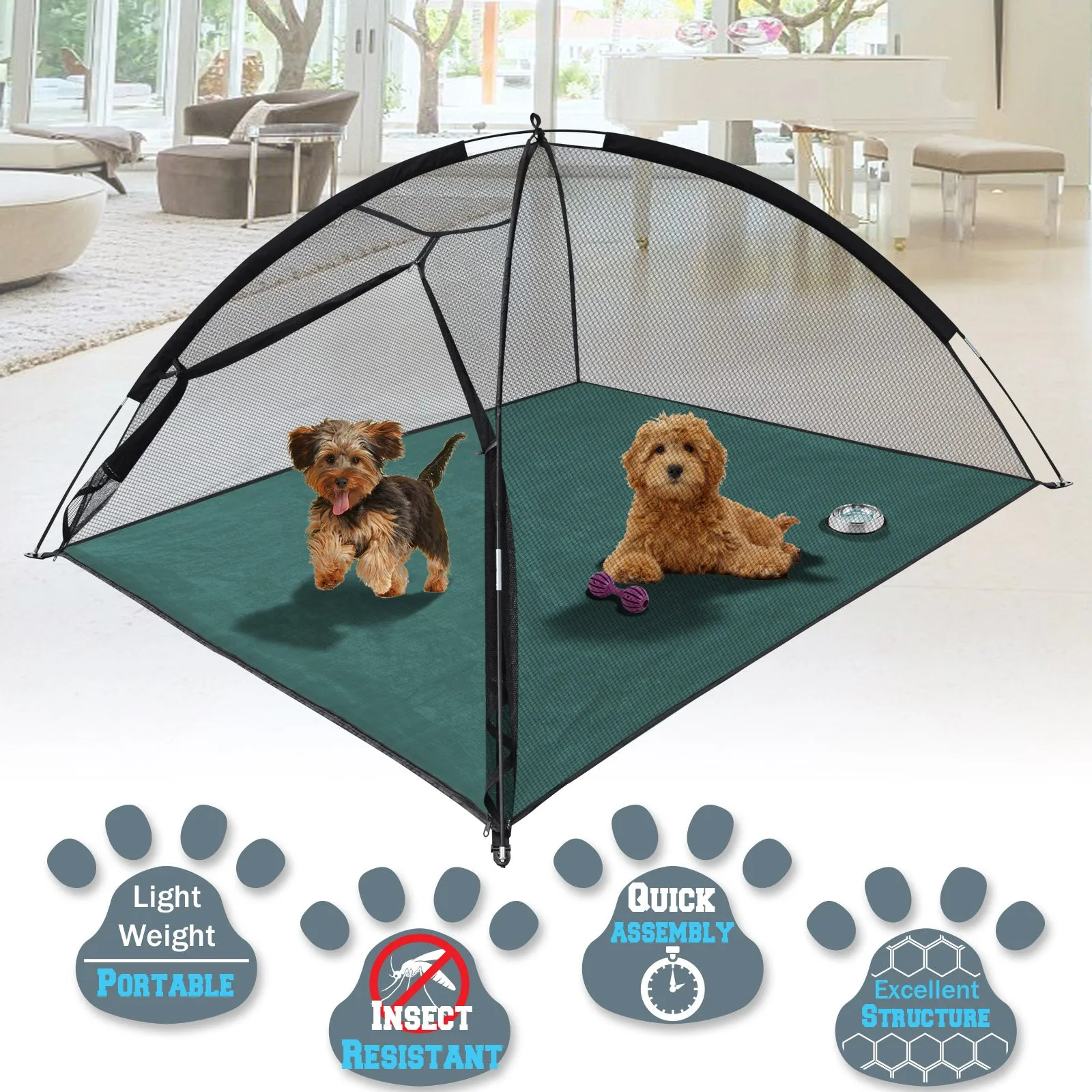 Indoor Outdoor Portable Cat Dog Puppy Play Exercise Pen Pet Tent House Crate