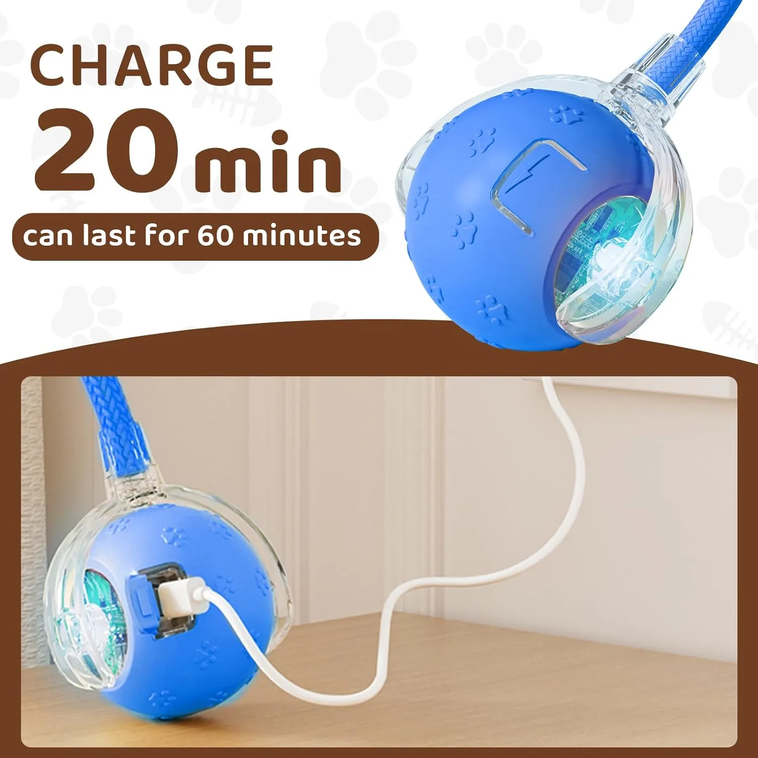 Interactive Cat Toys with Motion Activated and Chirping, Imitation Mice Design, Rechargeable Smart Pet Ball Toy for Indoor Cats and Kitten - Sky Blue