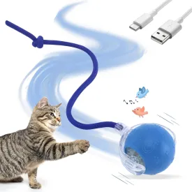 Interactive Cat Toys with Motion Activated and Chirping, Imitation Mice Design, Rechargeable Smart Pet Ball Toy for Indoor Cats and Kitten - Sky Blue