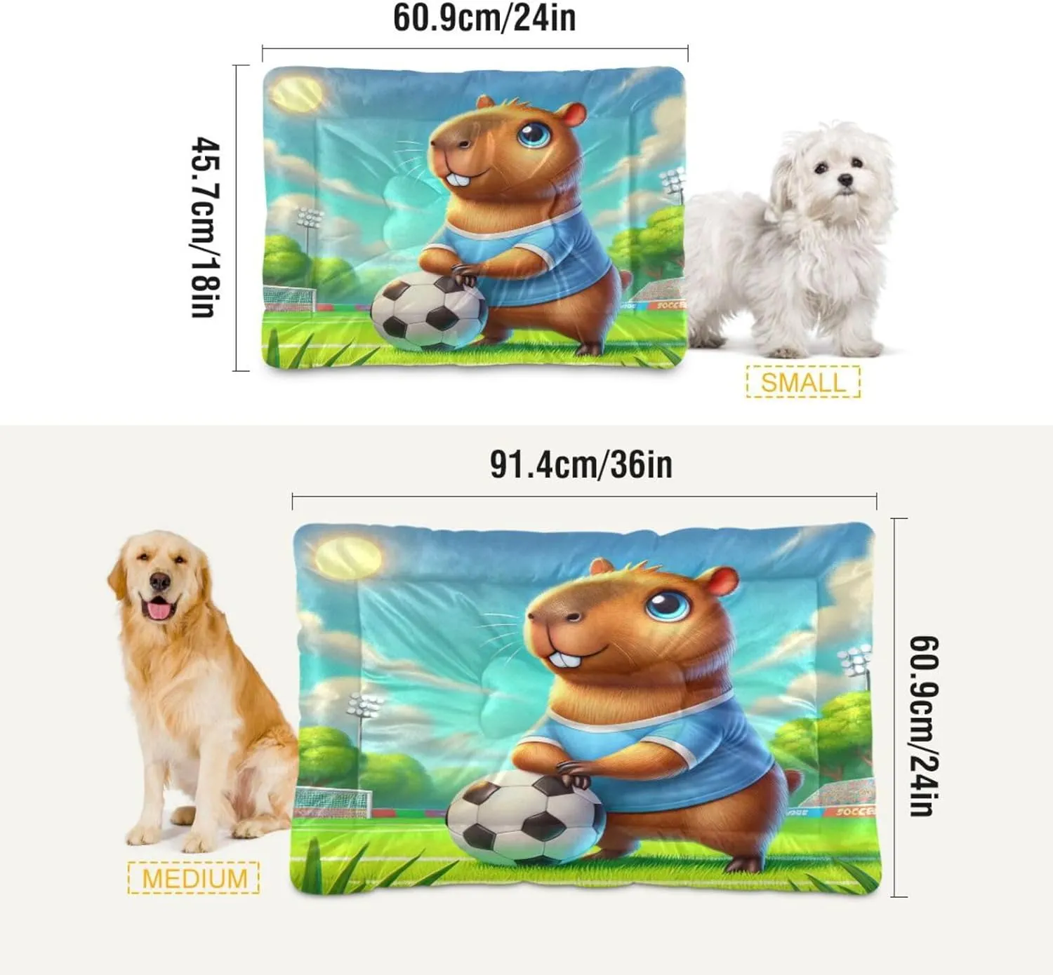 Joko Ivery Capybara Soccer Dog Cat Bed for Crate Soft Crate Pad Anti Slip Sleeping Mats Machine Washable Crate Mat for Dogs Puppy Cats Indoor Pet Supplies 3624 in