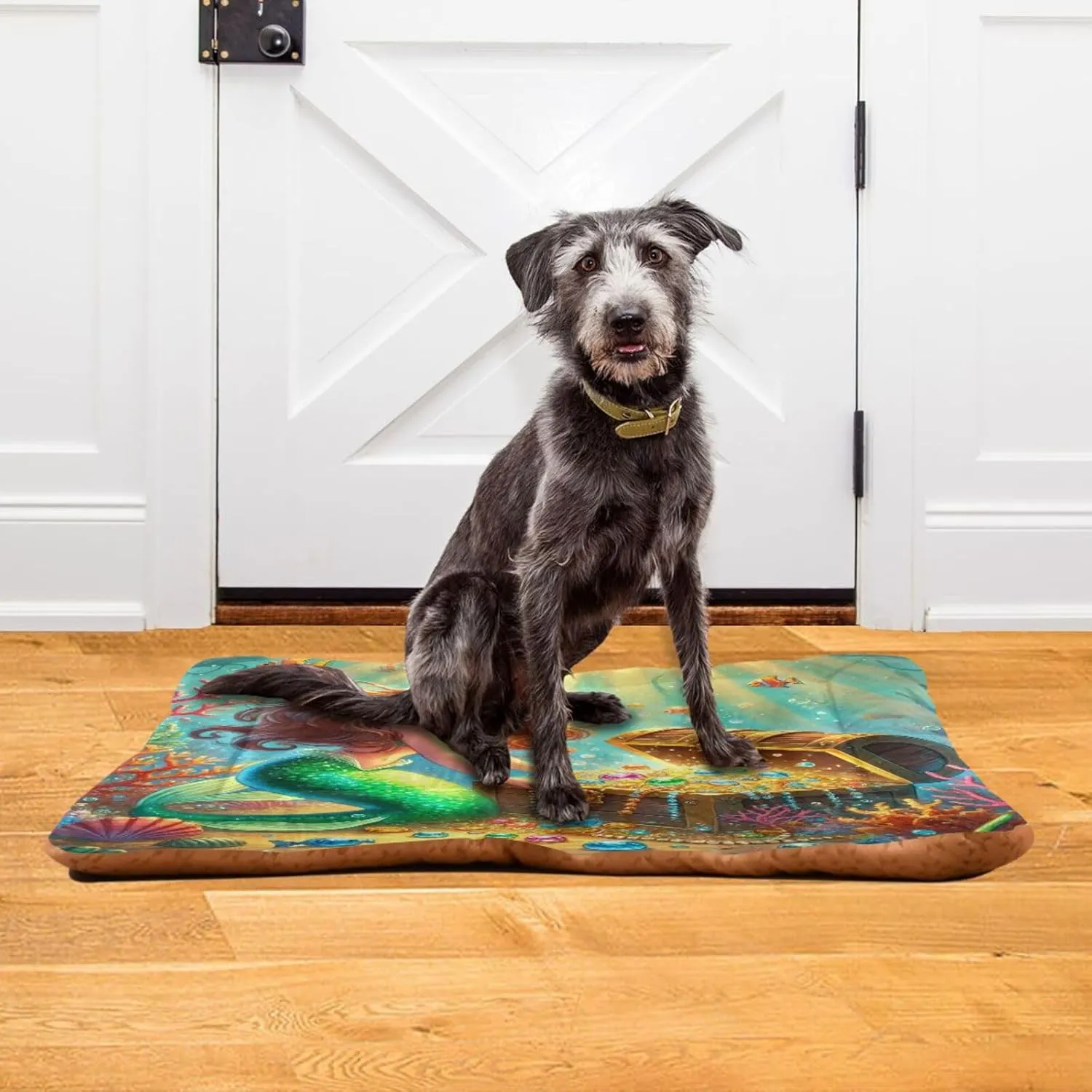 Joko Ivery Mermaid Treasure Dog Cat Bed for Crate Soft Crate Pad Anti Slip Sleeping Mats Machine Washable Crate Mat for Puppy Indoor Cats Dogs Pet Supplies 2418 in