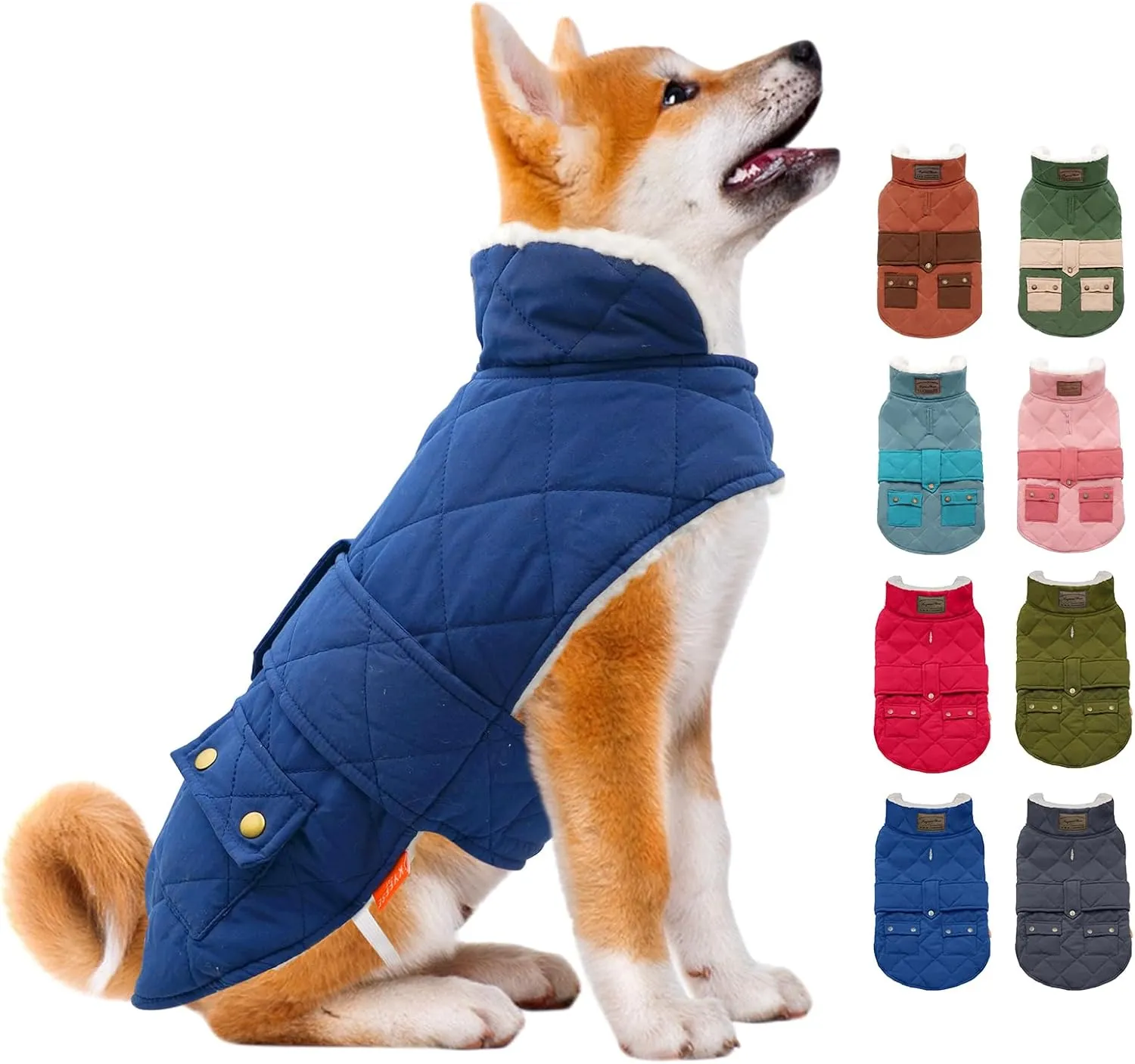 KYEESE Dog Coats Winter Dog Jacket Padded Sherpa Windproof Warm Dogs Coats with Leash Hole Pet Clothes
