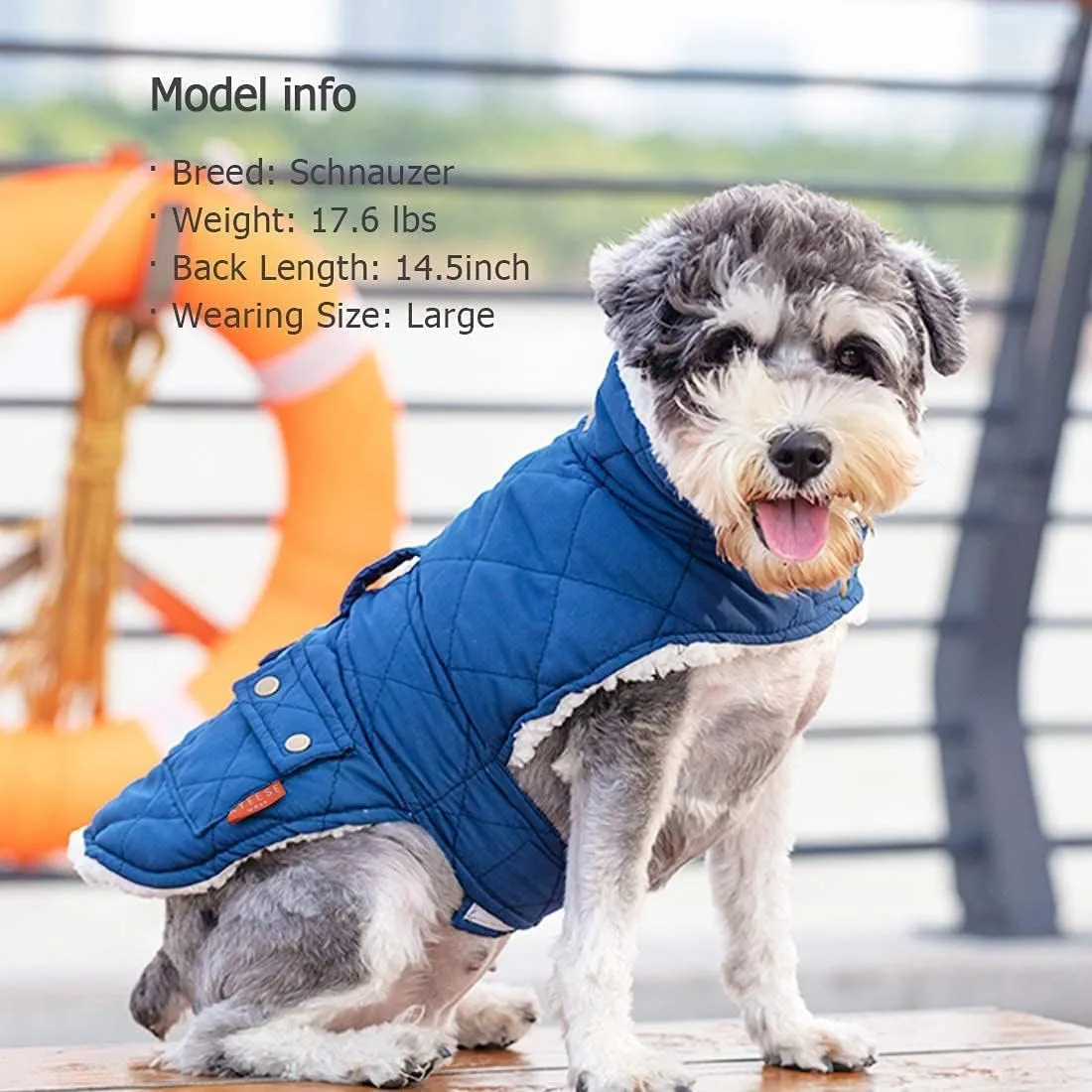KYEESE Dog Coats Winter Dog Jacket Padded Sherpa Windproof Warm Dogs Coats with Leash Hole Pet Clothes