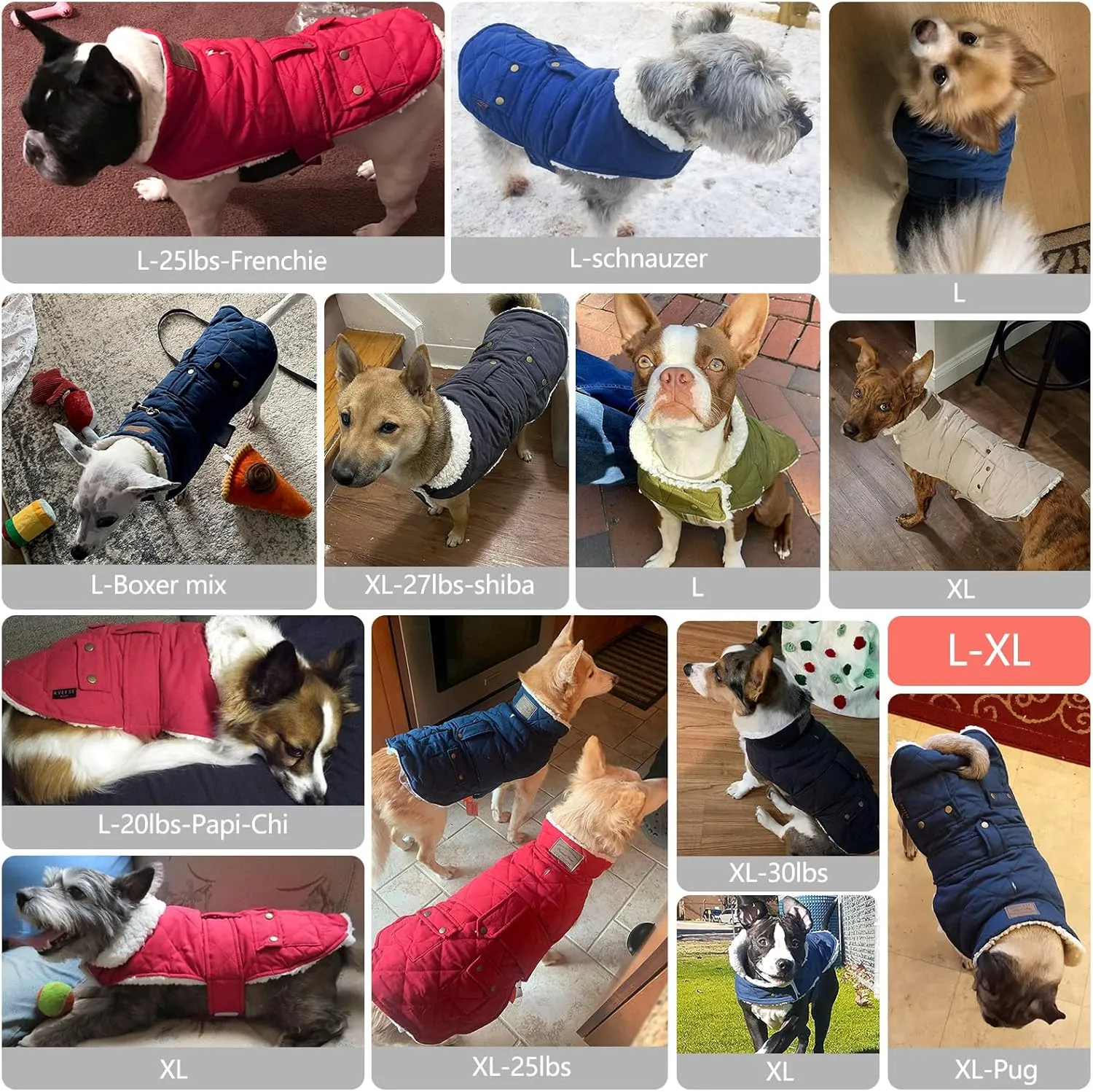 KYEESE Dog Coats Winter Dog Jacket Padded Sherpa Windproof Warm Dogs Coats with Leash Hole Pet Clothes