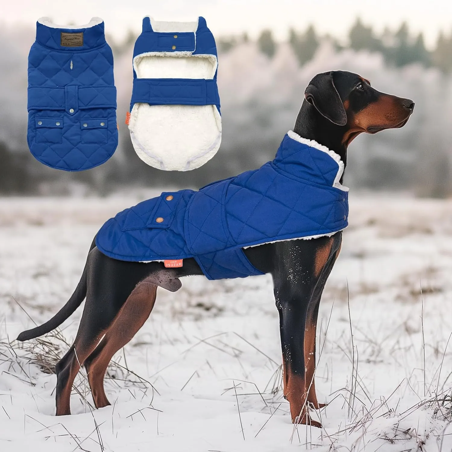 KYEESE Dog Coats Winter Dog Jacket Padded Sherpa Windproof Warm Dogs Coats with Leash Hole Pet Clothes