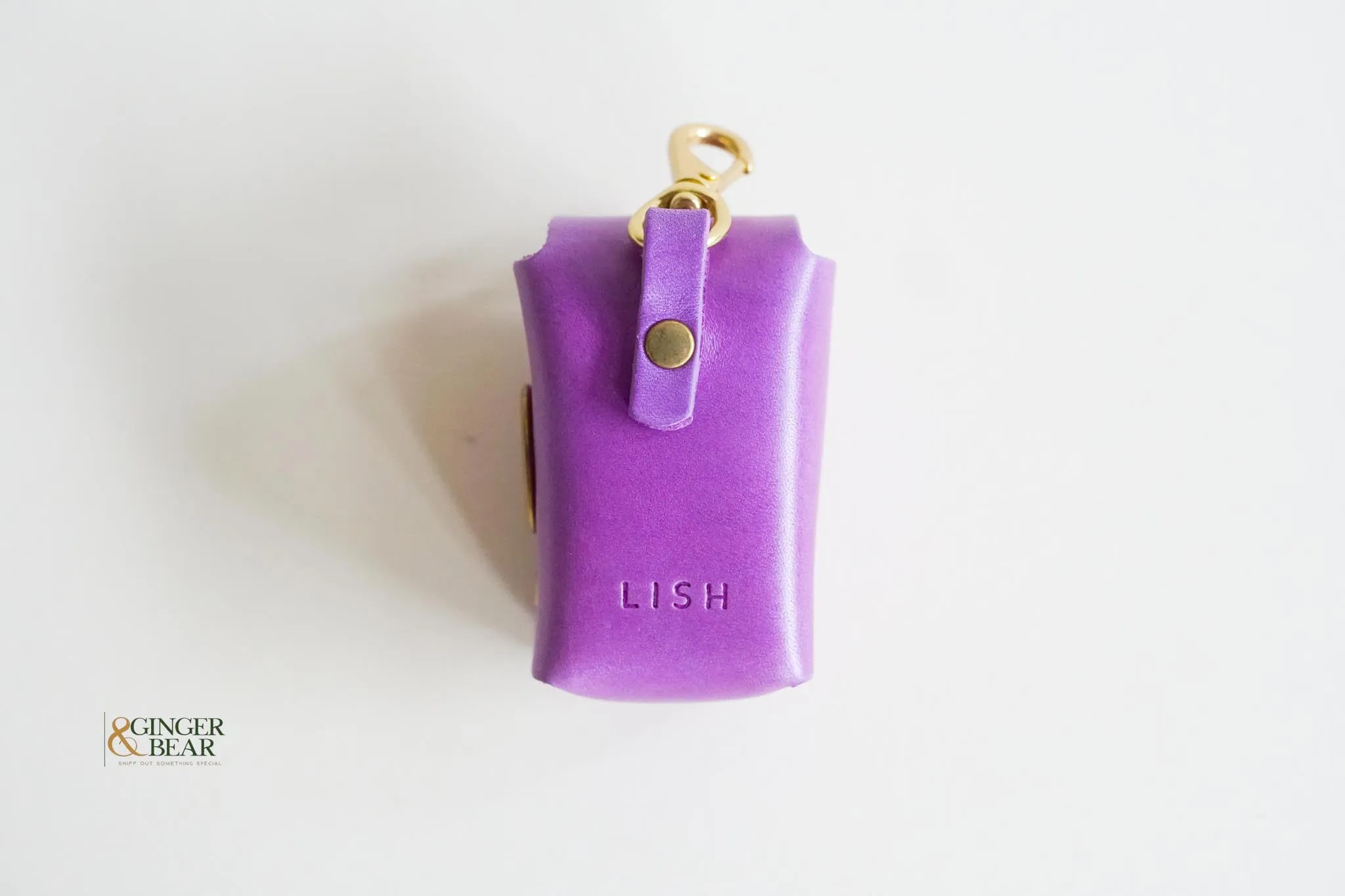 LISH Dog Poop Bag Leather Dispenser: Coopers Violet Purple