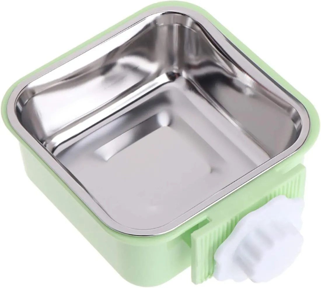 Luck Dawn Crate Dog Bowl, Stainless Steel Removable Hanging Food Water Bowl Crate Coop Cup,Pet Cage Bowls with Bolt Holder for Dog, Puppy, Cat, Rabbit, Bird,Small Animals